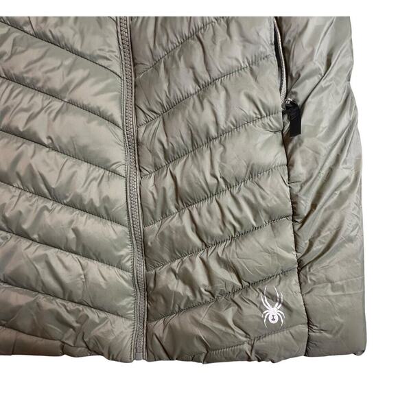 Spyder Boundless Hooded Full Zip Puffer Parka Jacket Youth XL Womens XS Olive - Picture 9 of 16